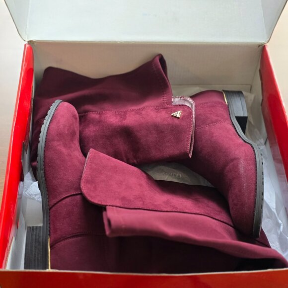 Women's Guess Knee High Dark Red Boots - Picture 2 of 6